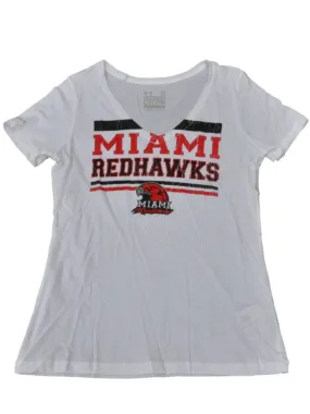 Miami Redhawks Under Armour Women White Charged Cotton Heat Gear T-Shirt (L)