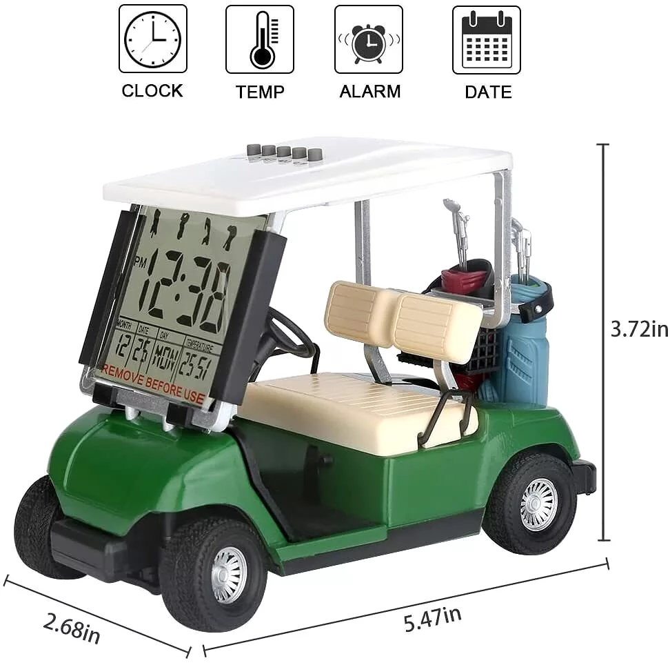 Mini Golf Cart Clock Desktop Decor Great Gift for Golf Fanatics - 10L0L