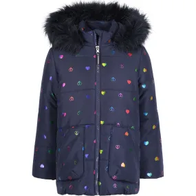 Nautica Girls' Heart Rainbow Foil Coat (8-16) Navy