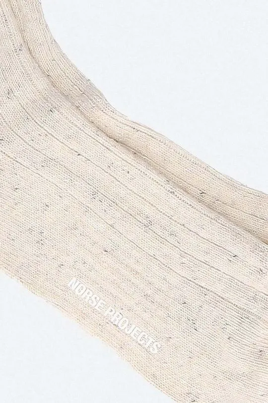 Norse Projects socks Bjarki Neps Wool Rib Sock beige color N82.0008.0957