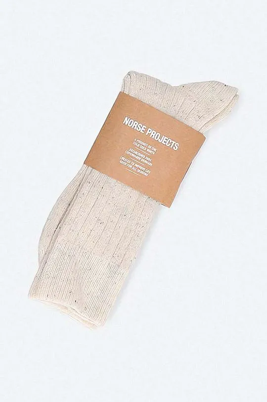 Norse Projects socks Bjarki Neps Wool Rib Sock beige color N82.0008.0957