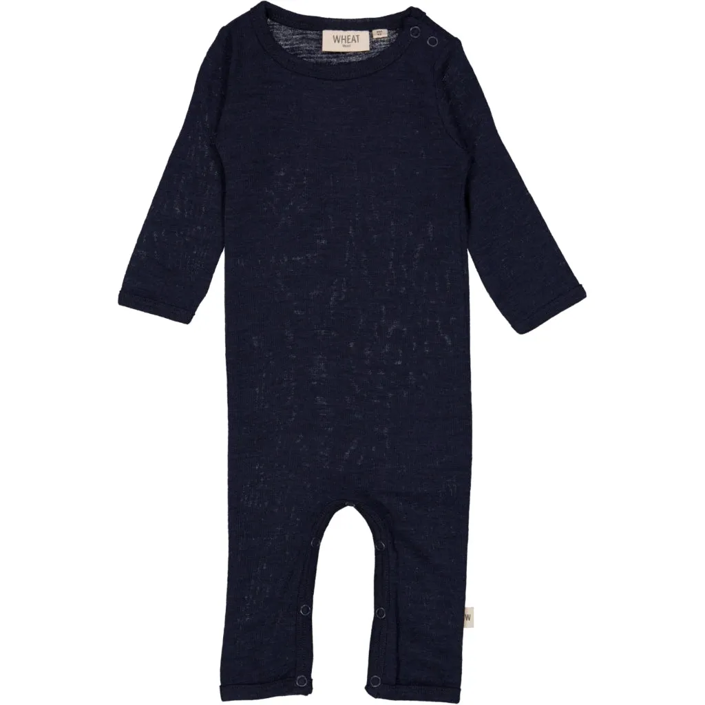 Plain Wool Jumpsuit - navy