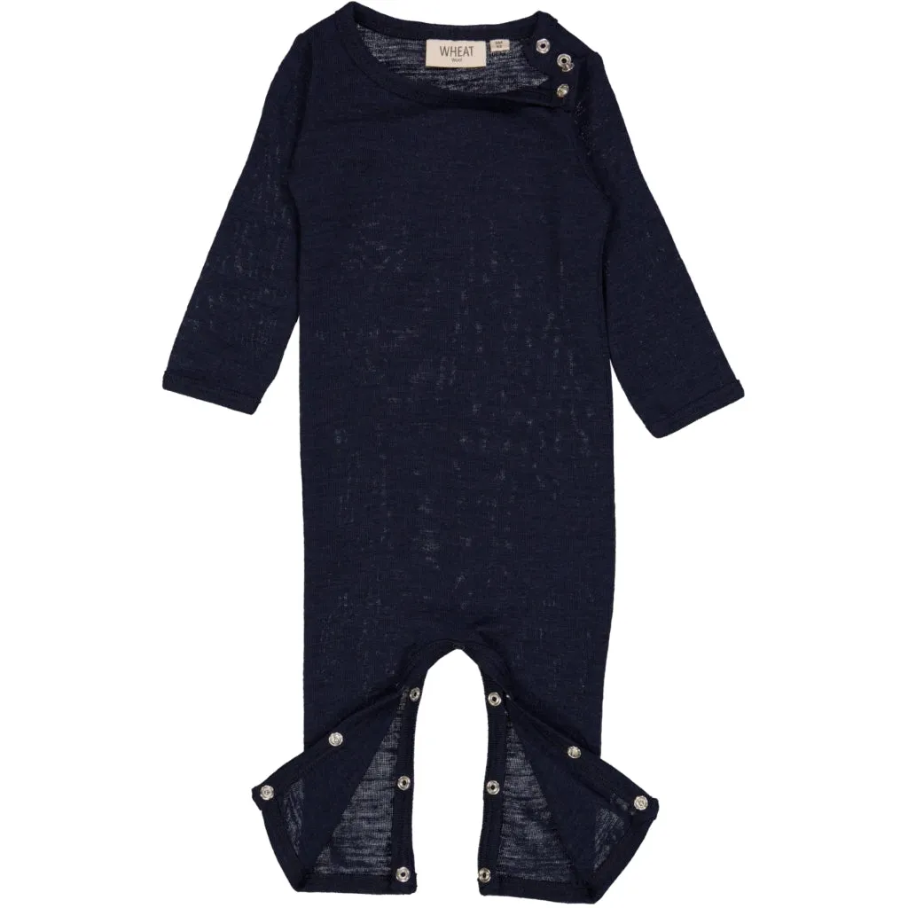 Plain Wool Jumpsuit - navy