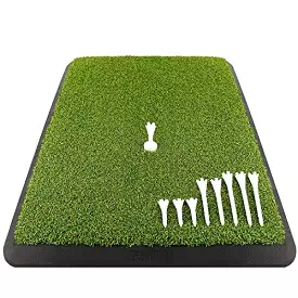 Premium Turf Golf Hitting Mat (9 Golf Tees & 1 Rubber Tee Included)