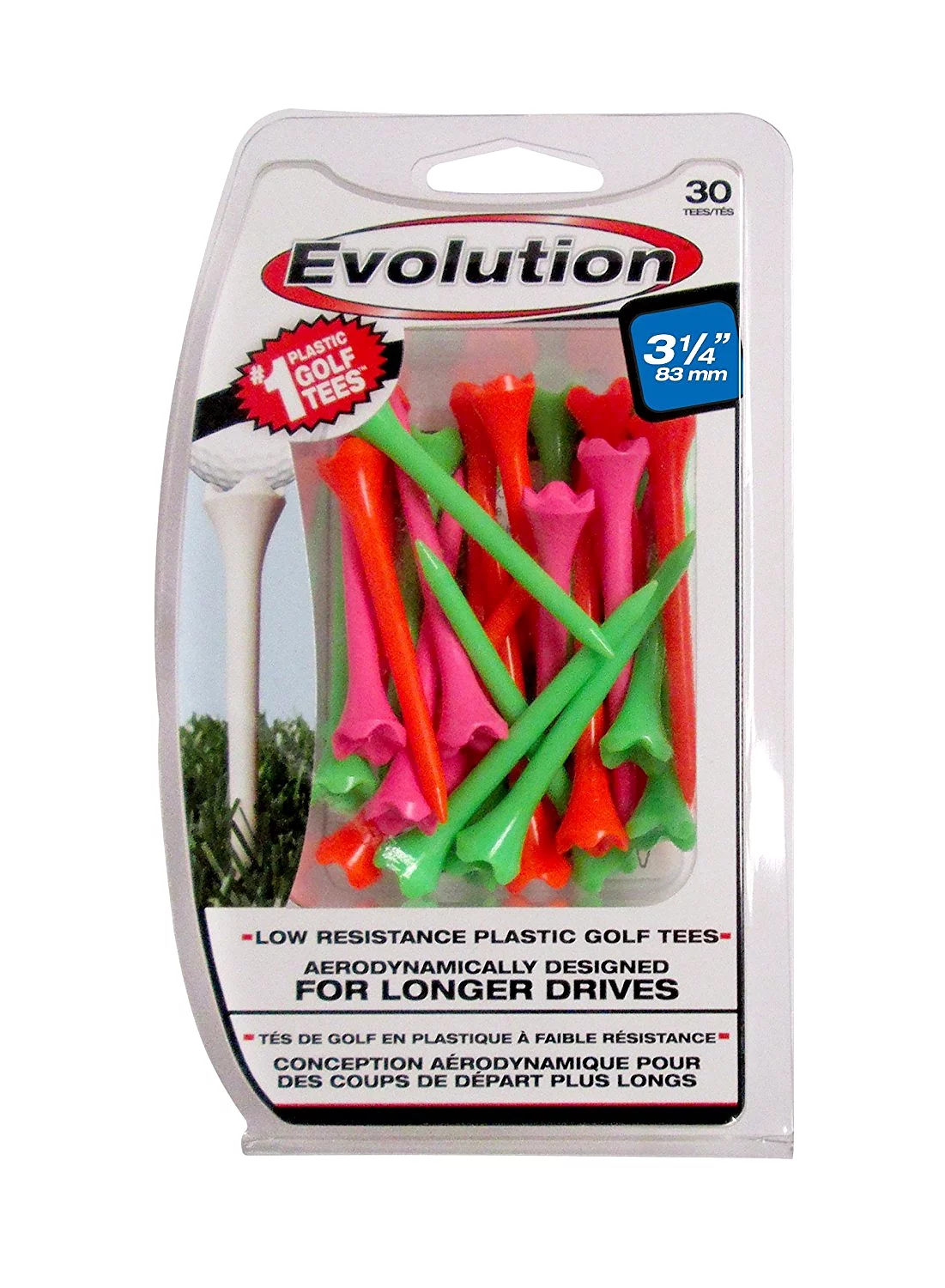 Pride Sports Plastic Evolution Striped Golf Tees 30 Pack