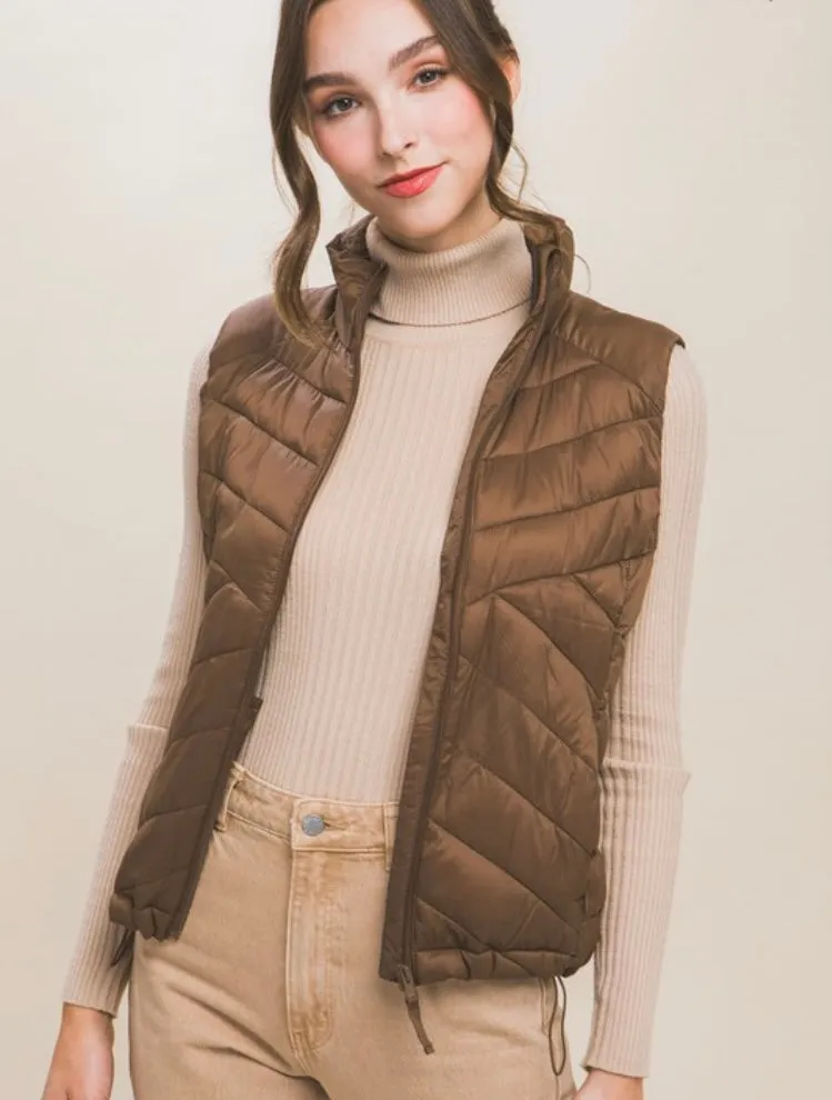 Puffer Vest in Cocoa Brown