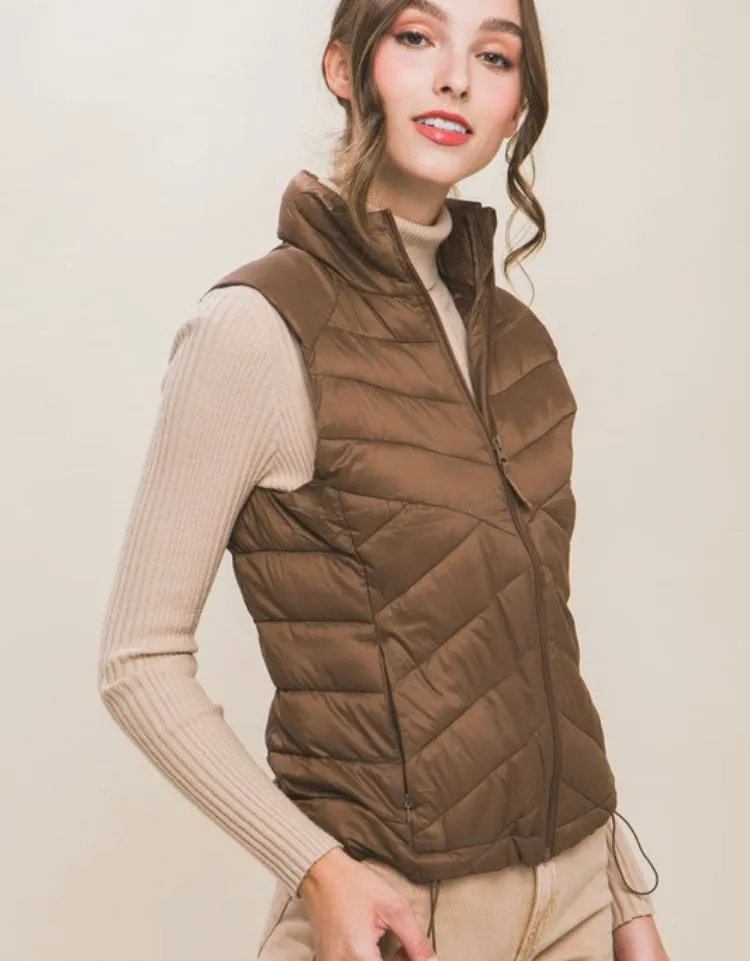 Puffer Vest in Cocoa Brown