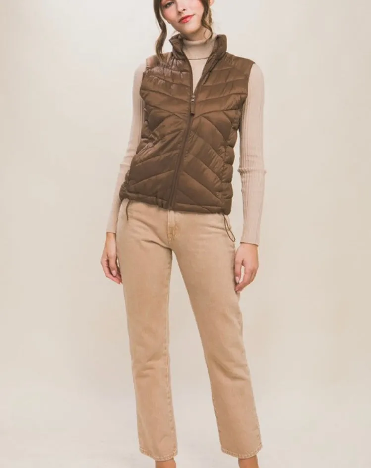 Puffer Vest in Cocoa Brown