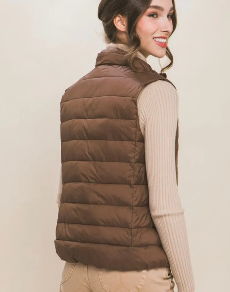 Puffer Vest in Cocoa Brown