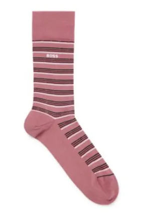 Regular-length striped socks in a mercerized cotton blend