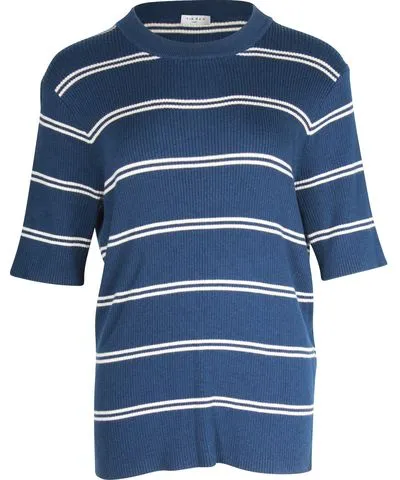 Sandro Paris Striped Knit T-shirt in Blue Wool