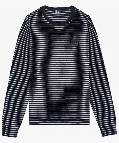 The Kooples Mens Black / White Crewneck stripes wool and cashmere-blend jumper