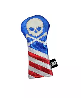 The METALLIC USA Flag Skull & Bones Headcover