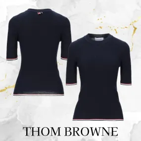 THOM BROWNE  |Casual Style Wool Plain Short Sleeves Elegant Style