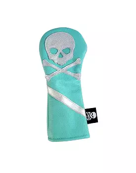 Tiffany inspired Blue & Metallic Silver Skull & Bones Fairway Wood headcover.