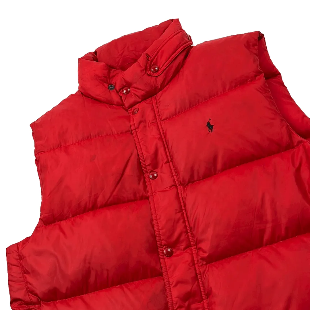 Vintage 90s Red Polo Ralph Lauren Puffer Gilet - Extra Large