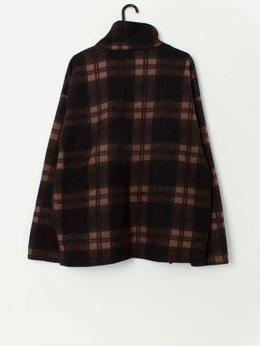 Vintage plaid fleece with quarter zip closure – XL