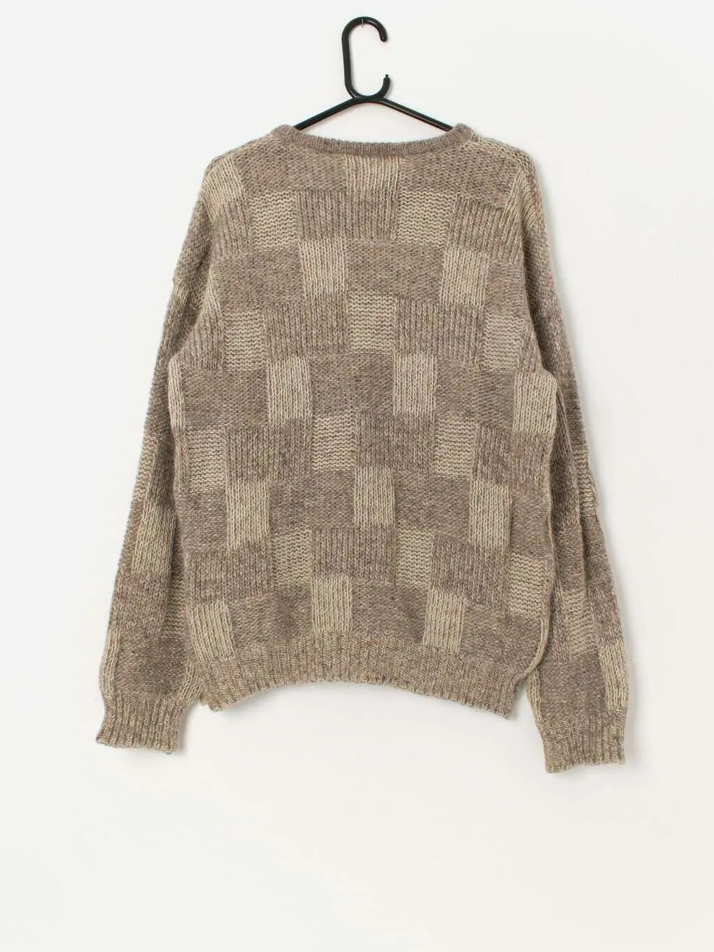 Vintage St Michael wool mohair jumper with mottled fabric and geometric pattern – Large