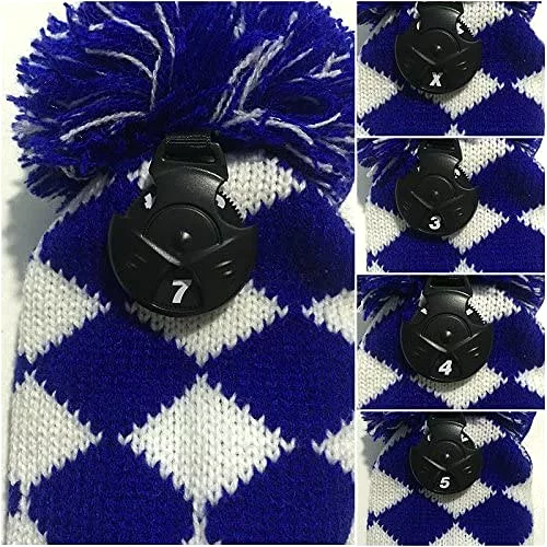 Volf Golf Knit Blue White Diamond Headcover Set