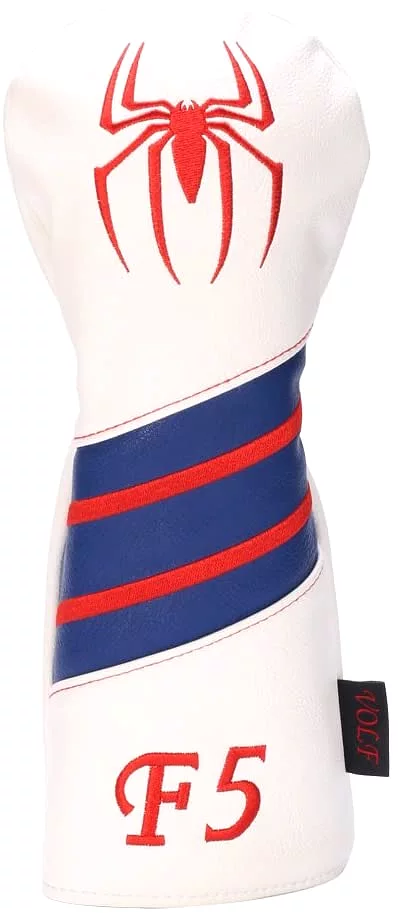 Volf Golf Red White Blue Leather Spider Headcovers