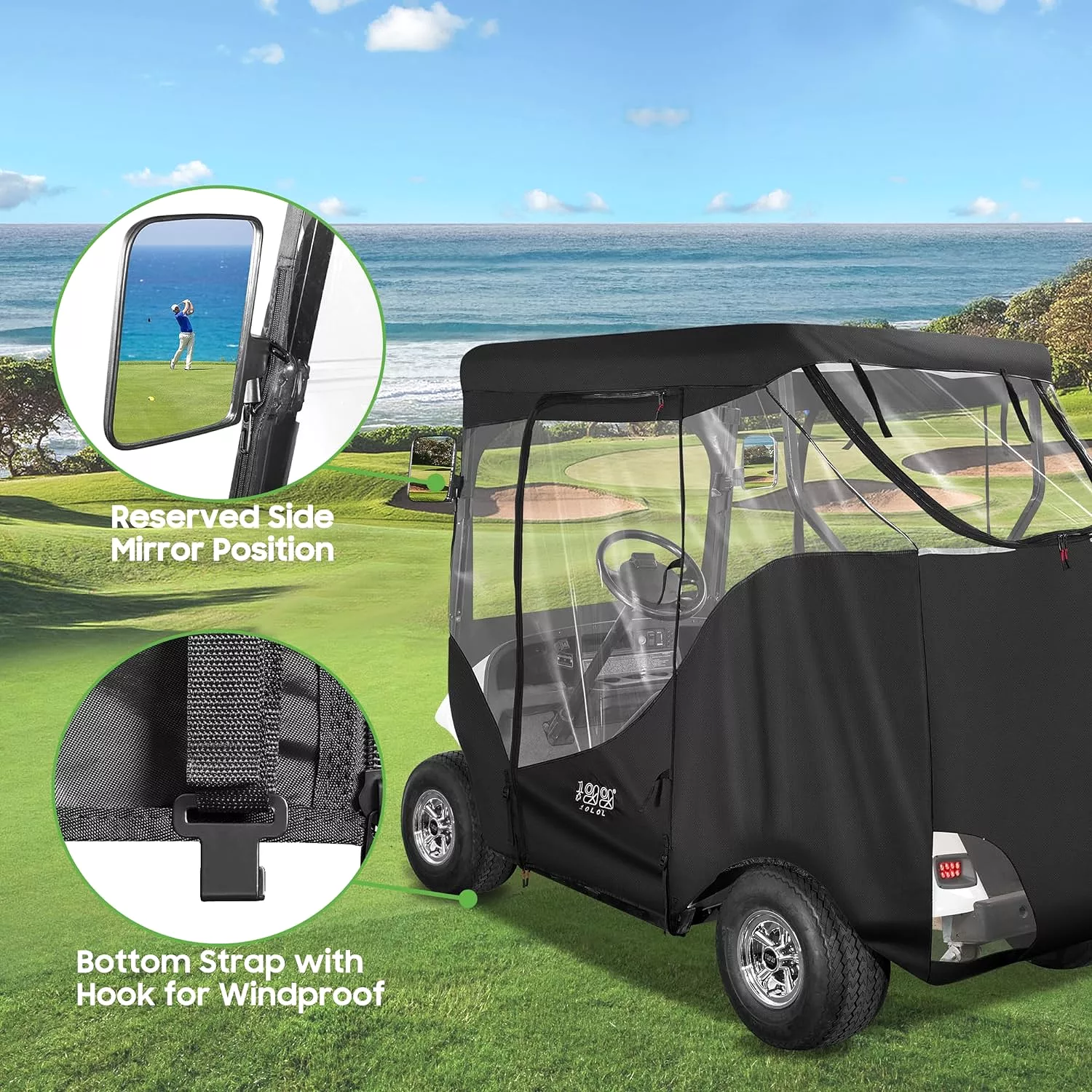 Waterproof Golf Cart Covers for EZGO TXT RXV Portable Golf Cart Enclosure - 10L0L