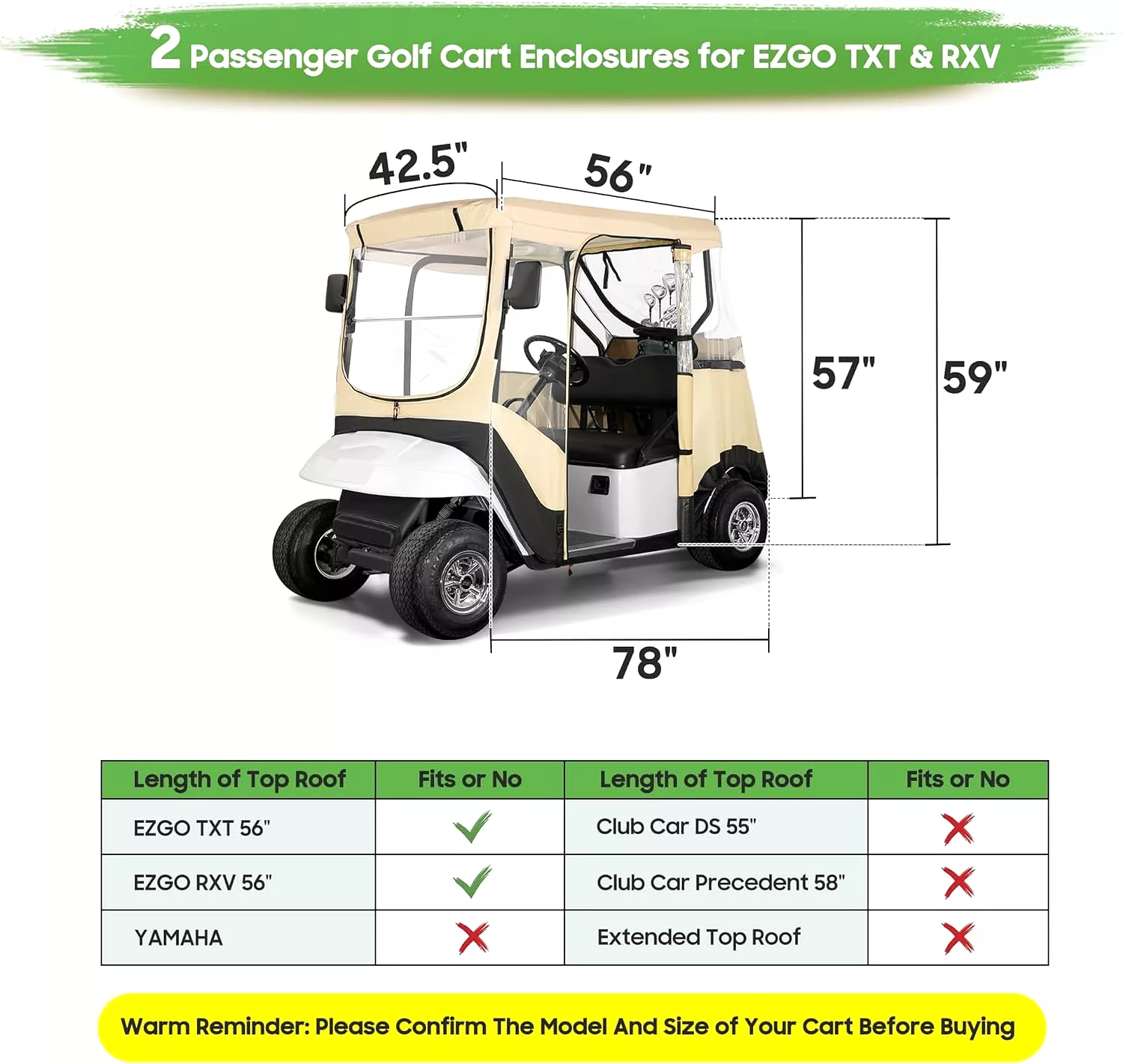 Waterproof Golf Cart Covers for EZGO TXT RXV Portable Golf Cart Enclosure - 10L0L