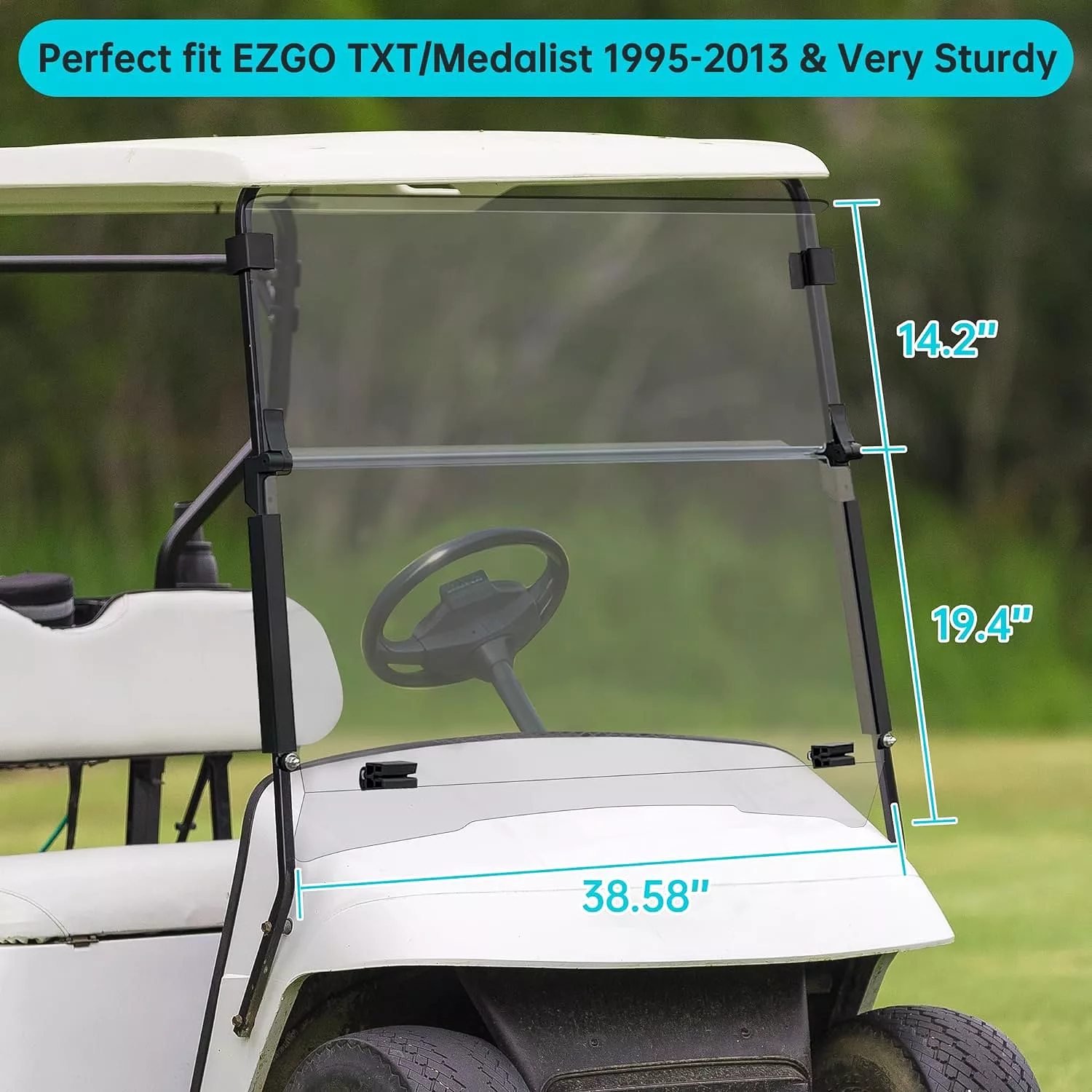 Windshield for EZGO TXT 1995-2003 Golf Cart Windshield Transparent Foldable - 10L0L