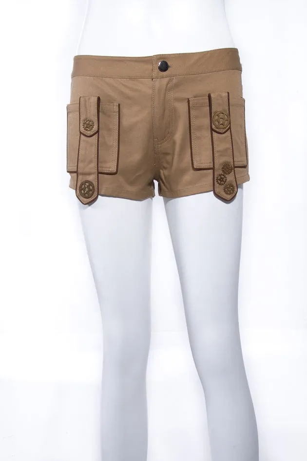 Women's Steampunk Gear Splice Cargo Shorts