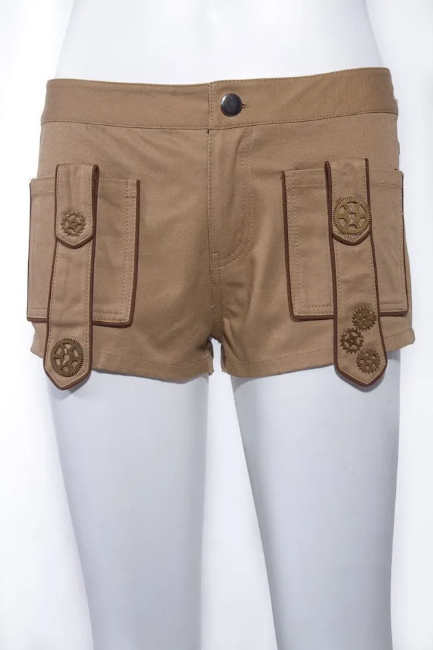 Women's Steampunk Gear Splice Cargo Shorts