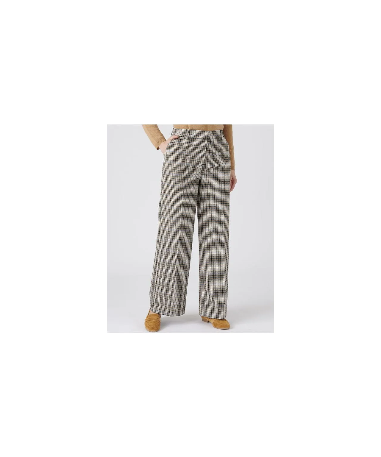 Wool Blend Check Trousers