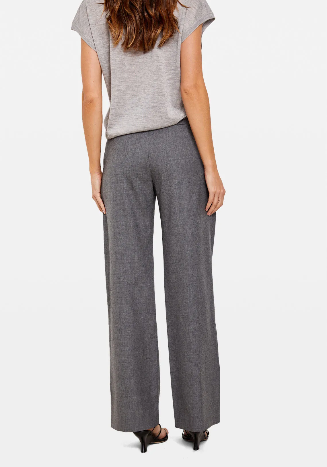 WOOL PLEATED TROUSER GREY