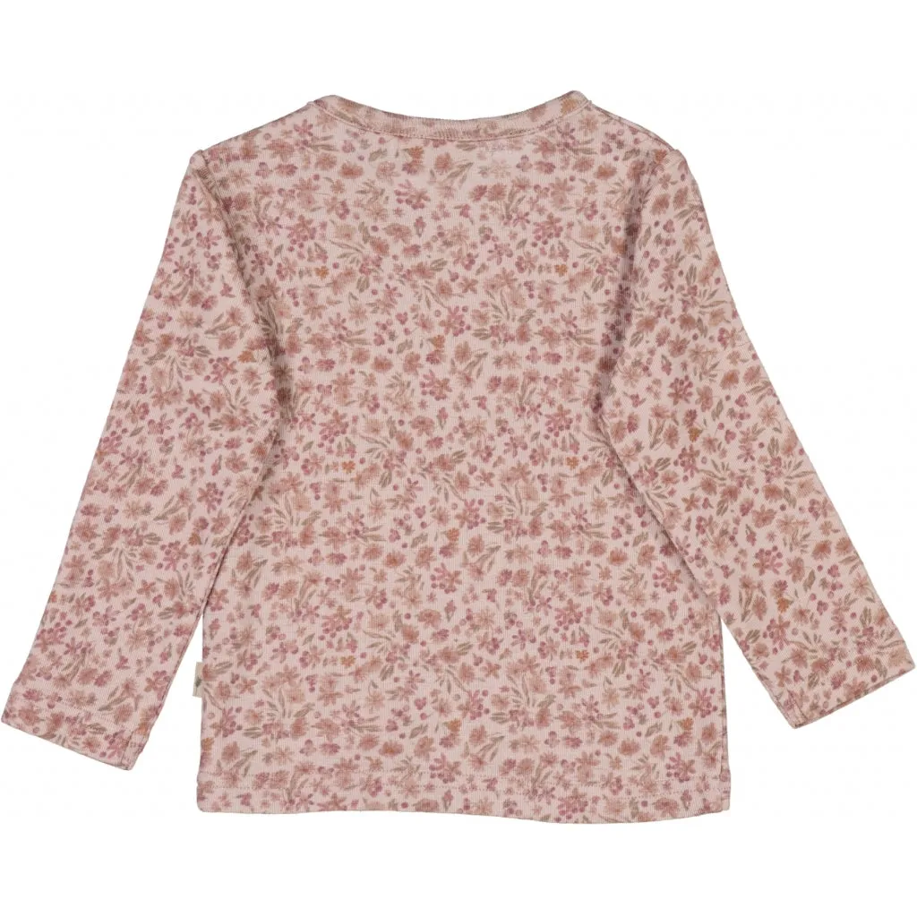 Wool T-Shirt LS - powder flowers